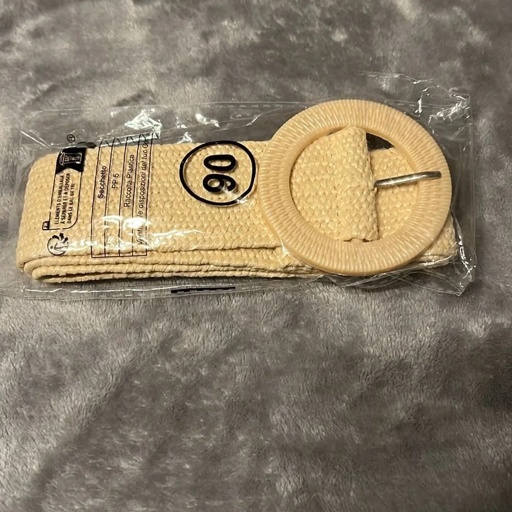 3 Cream Belts with Small Straw Crossbody Purse